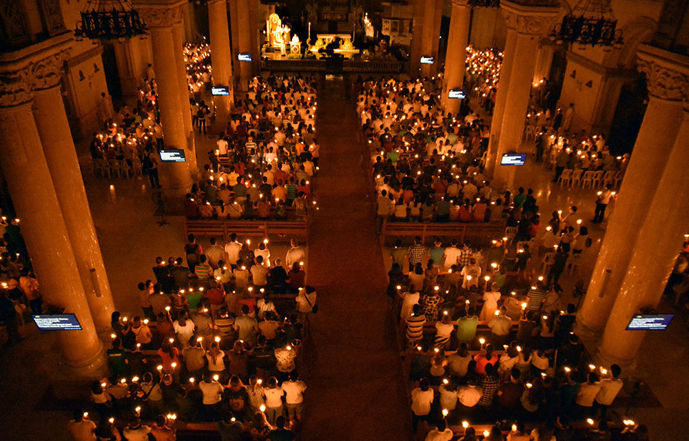 Sea of candles at Easter Vigil in Manila
