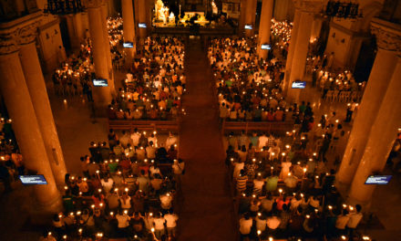 Sea of candles at Easter Vigil in Manila
