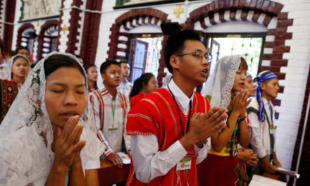 Pope, as ‘grandfather,’ urges Myanmar’s young to love and serve
