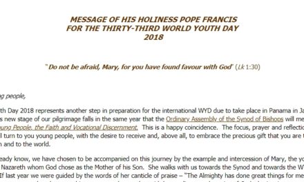Message of His Holiness Pope Francis for the 33rd World Youth Day 2018