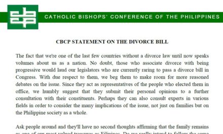 CBCP STATEMENT ON THE DIVORCE BILL