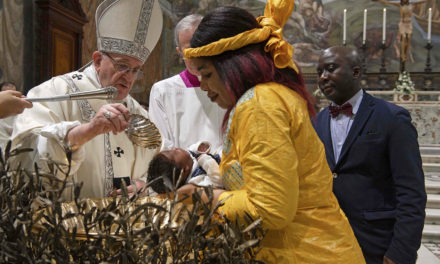 Faith is passed on at home, pope tells parents at baptism