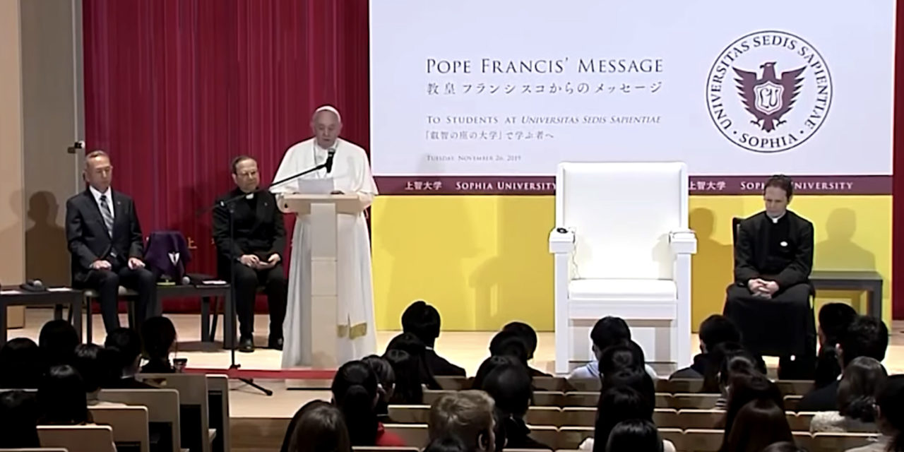 University should not be for the privileged few, Pope Francis says in Japan