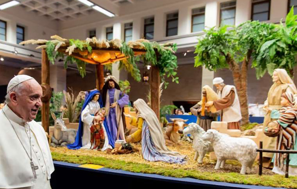 Pope Francis blesses 100 nativity scenes near the Vatican