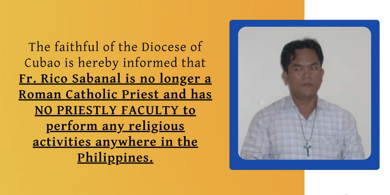 Cubao diocese warns faithful against former priest