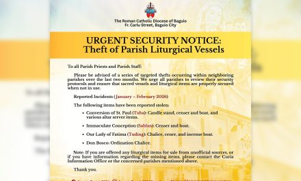 Baguio diocese warns parishes after string of church thefts